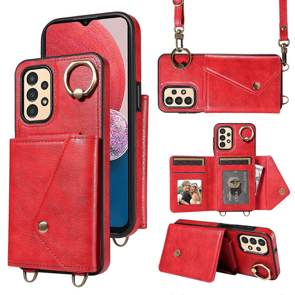 Ring Kickstand Card Bag Leather+Tpu Case For Samsung Galaxy A13 4G/A13 5G/A04 4G/A04s 4G 6186831371763