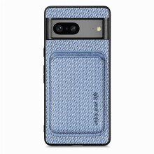 For Google Pixel 7a 5G Carbon Fiber Texture Drop-proof Case Detachable Magnetic Card Holder PC + TPU + PU Leather Protective Cover