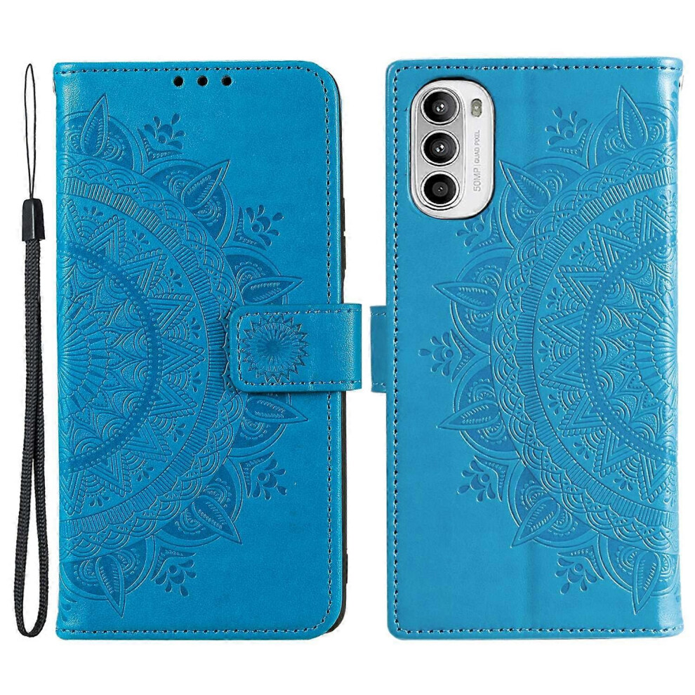 For Motorola Moto G52 4G PU Leather Wallet Style Case Stand Magnetic Closing Drop-proof Imprinted Mandala Flower Stand Phone Protector with Strap-image-OPC-PGJPC26-NEW