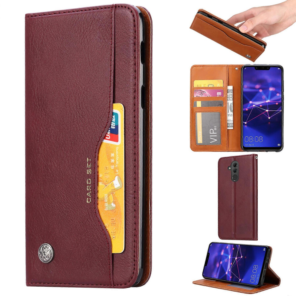 Auto-Absorbed Leather Wallet Case For Huawei Mate 20 Lite Black 6186831380062
