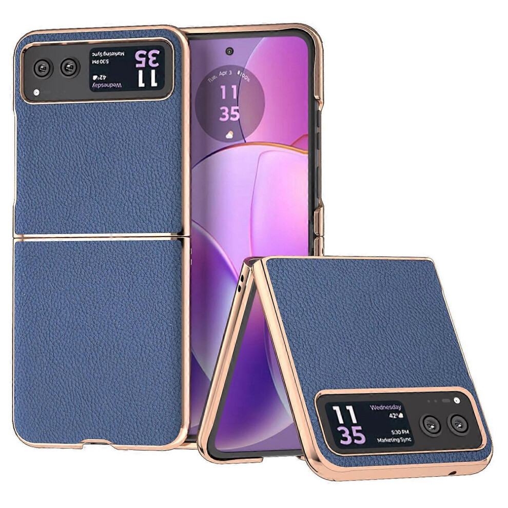 Anti-Fall Litchi Texture Phone Case For Motorola Razr 40 5G, Leather + Pc Nano Electroplating Cover 6186831376683