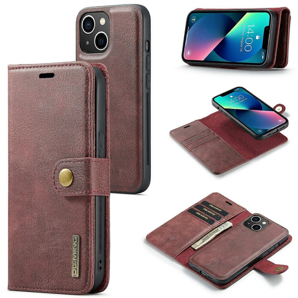 For Iphone 15 Plus Detachable Magnetic Phone Case Anti-Dorp Split Leather Wallet Stand Case 6186831385456