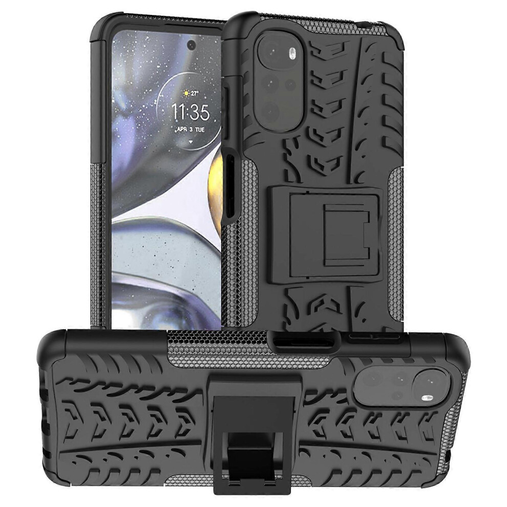 Cool Tire Texture Phone Case For Motorola Moto G22, Soft Tpu + Hard Pc Kickstand Drop-Proof Hybrid Cover 6186831384275