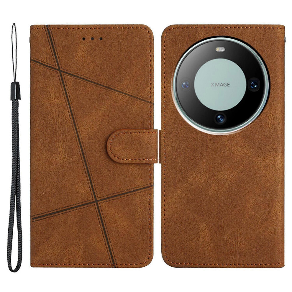 For Huawei Mate 60 Wallet Stand Phone Case Crazy Horse Texture Pu Leather Imprinted Lines Cover 6186831382806