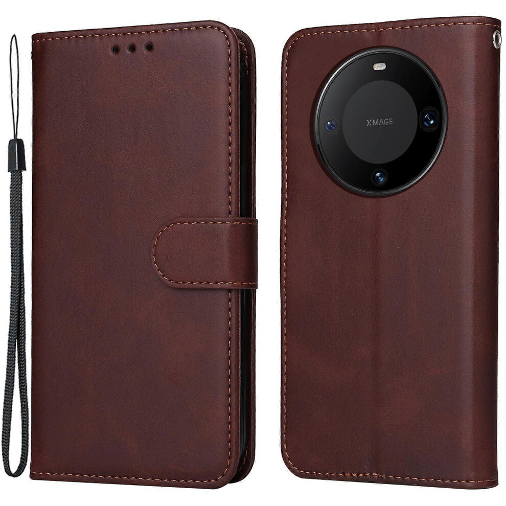 For Huawei Mate 60 Case Calf Texture Wallet Stand Pu Leather Slim-Fit Phone Cover 6186831381489