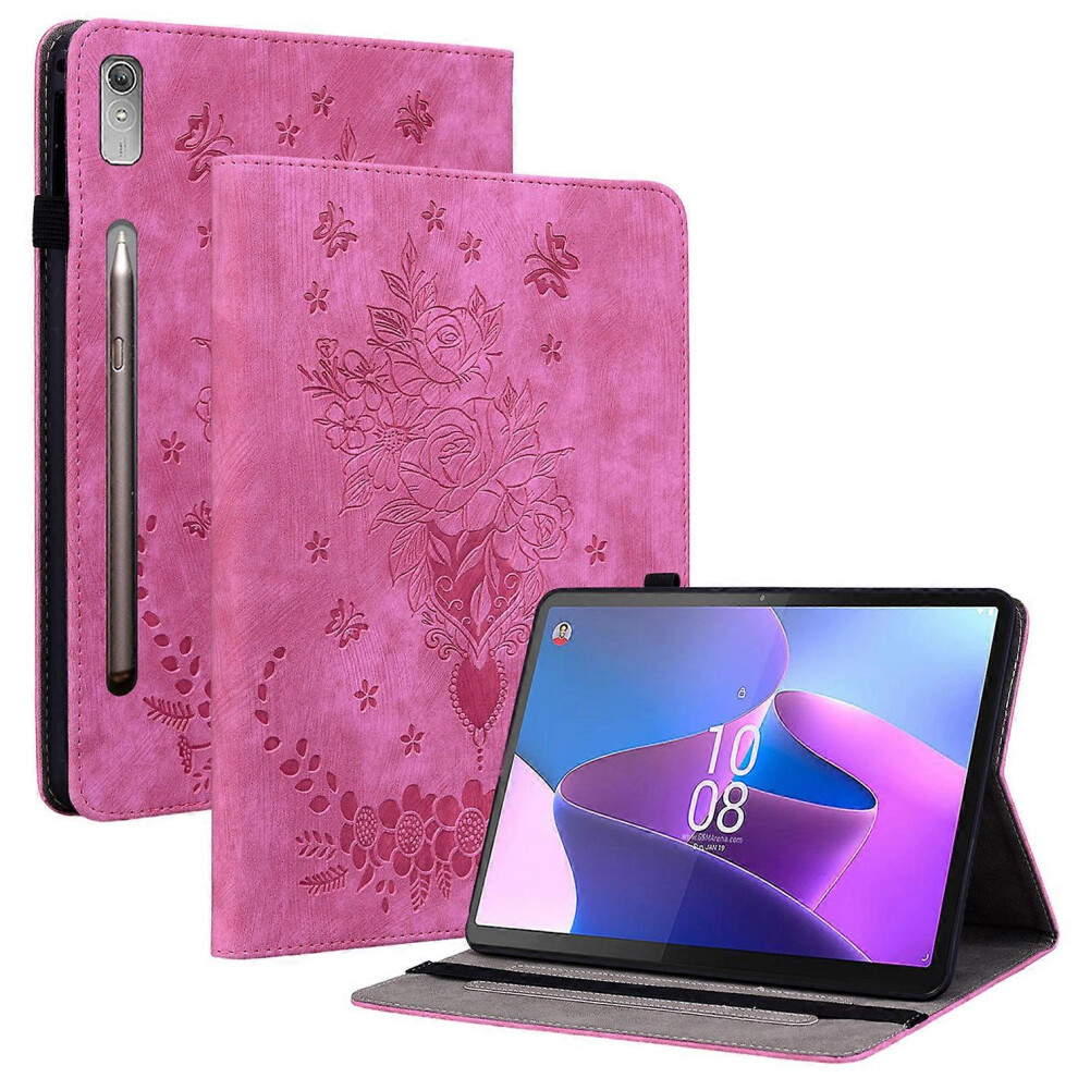 Photos - Other for Computer Tablet Cover For Lenovo Tab P12, PU Leather Card Holder Butterfly Rose Imprinted Case