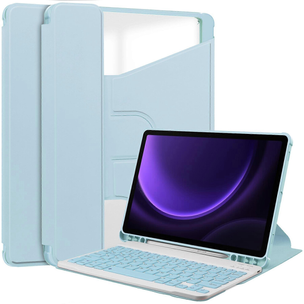 Photos - Other for Computer Leather+Acrylic Rotary Stand Case For Samsung Galaxy Tab S9 FE, with Bluetooth Keyboard