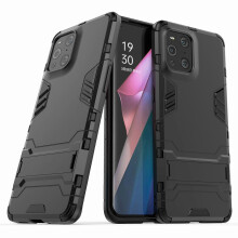 2 in 1 Full Protection Plastic + TPU Combo Hybrid Phone Protector Cover Case with Kickstand for Oppo Find X3/Find X3 Pro