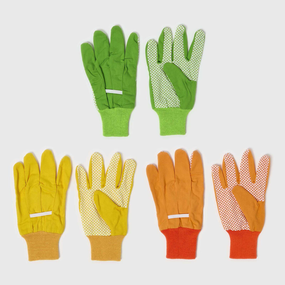 Homescapes Assorted Multi-Colour Gardening Gloves, Set of 3
