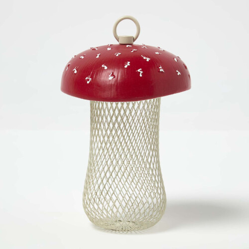 Homescapes Homescapes Red Mushroom Hanging Bird Feeder