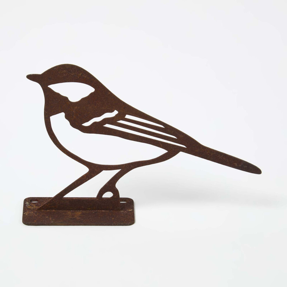 Homescapes Steel Great Tit Fence Topper Brown