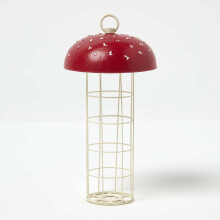 Homescapes Tall Red Mushroom Hanging Bird Feeder