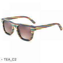 Wood Sunglasses,Polarized Wood Sunglasses Men, Wooden Bamboo Sunglasseshandmade Multi-Colored Layered Rainbow Vintage Wooden Frame for Men And Women(C