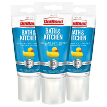 Unibond Silicone Sealant Anti-Mould & Waterproof for Kitchen & Bathroom, 50ml 3 Pack