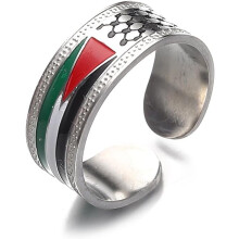 Bague arabe palestinienne en acier inoxydable, bijou pour homme et femme
