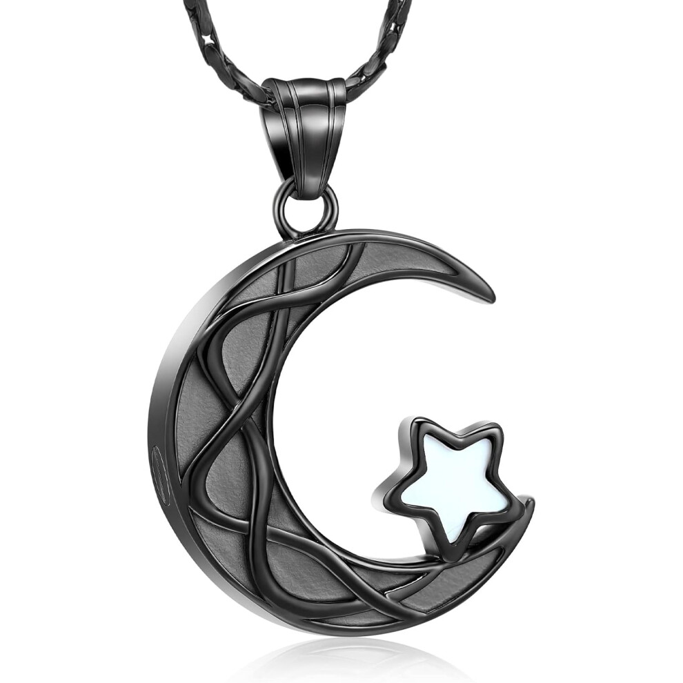 Collier urne funéraire pour cendres, pour homme et femme, pendentif en forme d'étoile et de lune, médaillon souvenir