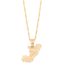 Collier avec pendentif en plaqué or représentant la carte de la République du Congo et la carte de Brazzaville.