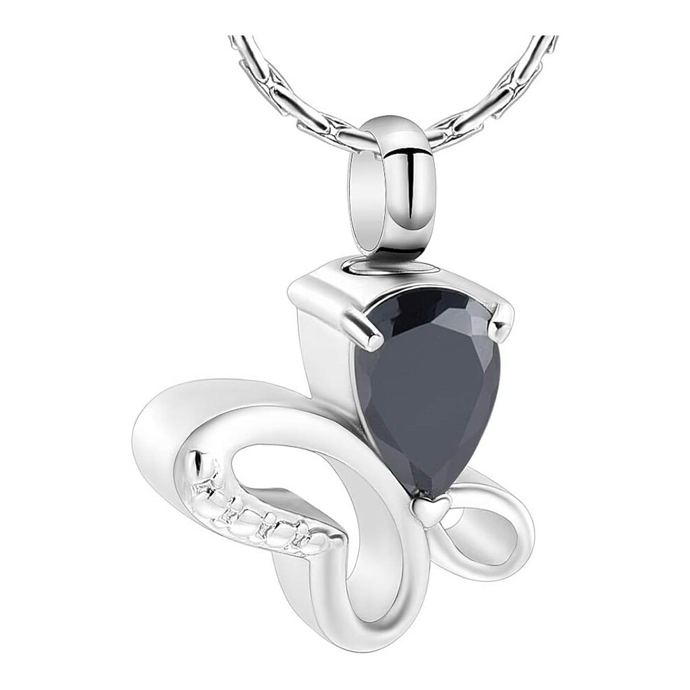 Collier commémoratif de crémation avec pendentif en forme de papillon creux en strass pour cendres