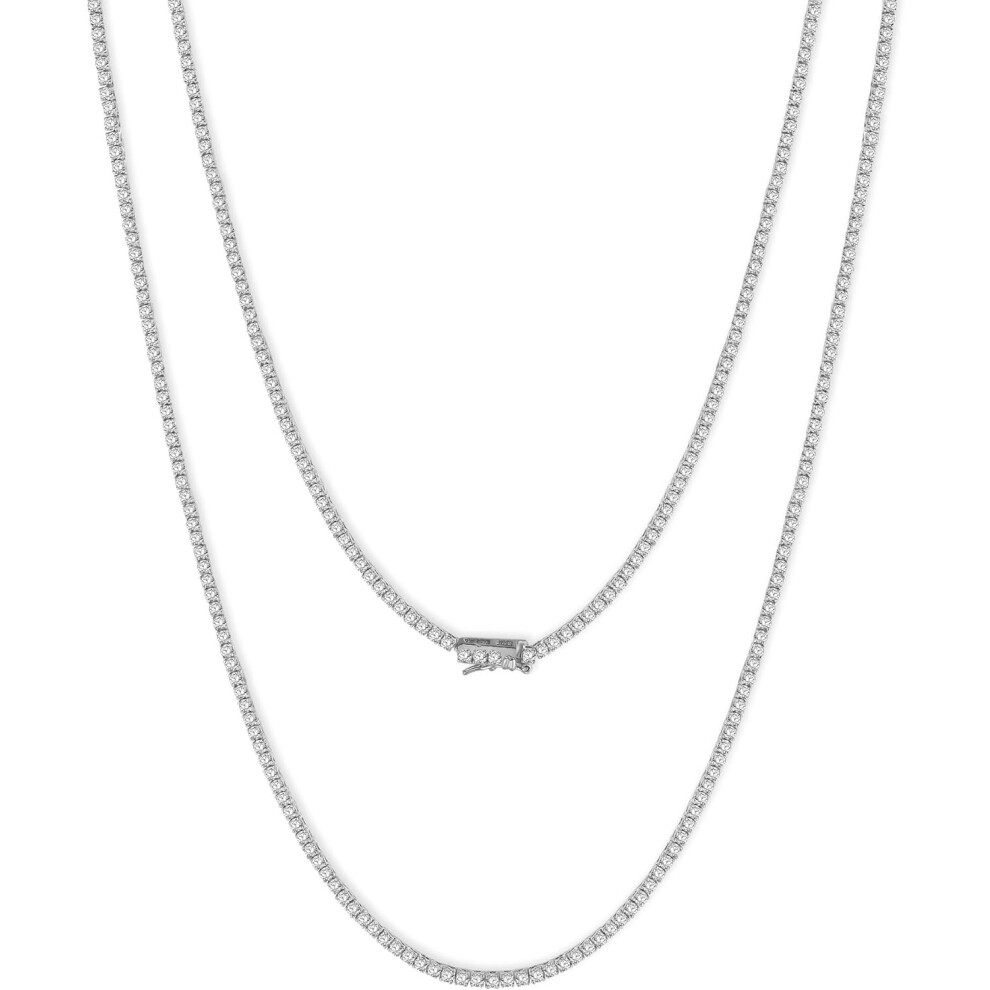 Colliers tennis pour femme | Chaîne tennis en diamant synthétique de 2 mm | Zircone cubique sertie à 4 griffes | Plaqué or blanc/jaune 18 carats