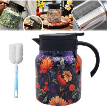 Thermos à thé à motif floral vintage – Infuseur intégré, théière isotherme en acier inoxydable avec passoire