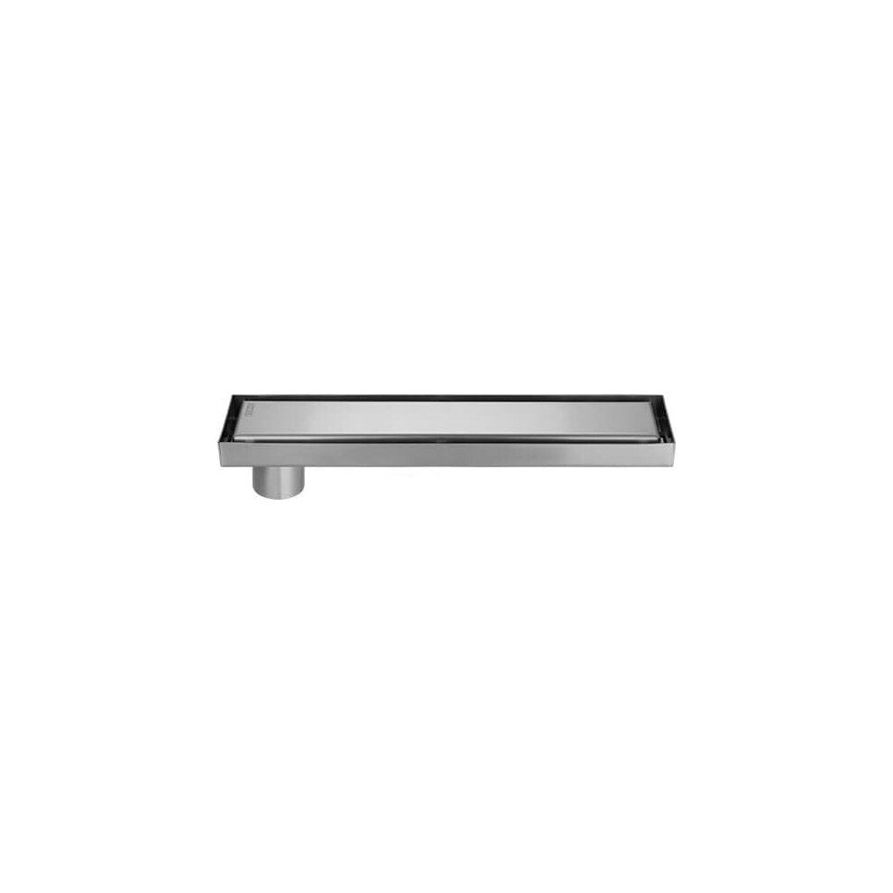 Caniveau de douche linéaire avec couvercle, 12 pouces, rectangulaire, sortie latérale décalée, finition brossée en acier inoxydable, 11,8 x 4