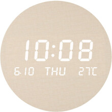 Horloge murale numérique étanche, horloge murale en bois PVC sans tic-tac avec grand écran, affichage de l'heure, de la date et de la température