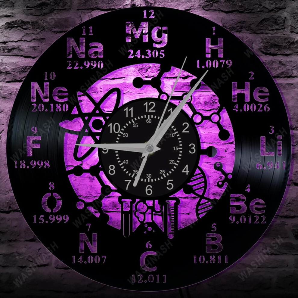 Horloge murale en vinyle avec motif de tableau périodique - Décoration scientifique unique pour les passionnés de chimie
