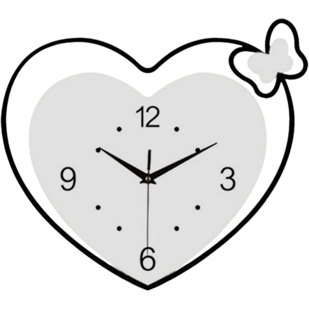 Horloge murale en forme de cœur en acrylique, décoration murale silencieuse pour salle d'étude, cuisine, maison, chambre à coucher