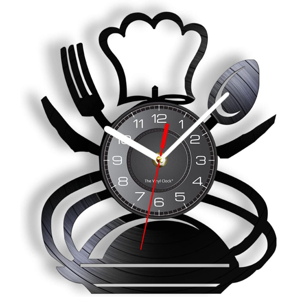 Horloge murale vintage rétro de 12 pouces, fourchette, couteau et cuillère, décoration murale de cuisine, design d'argenterie