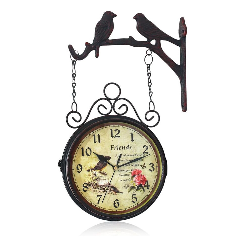Horloges murales vintage, horloge de gare double face, horloge murale circulaire, chiffres silencieux, horloge de gare pour café, bibliothèque