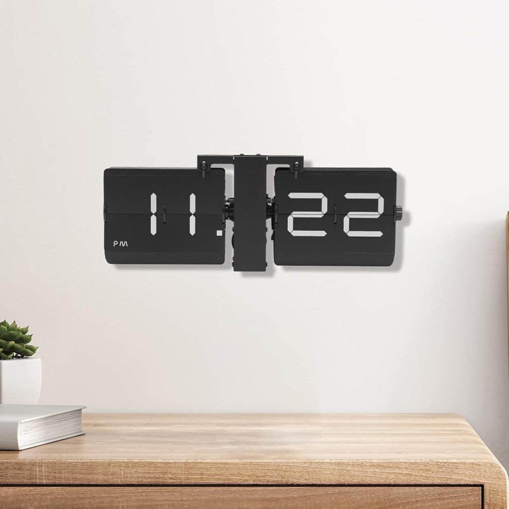 Horloge murale et de table rabattable, noire, à piles, affichage numérique, pour la maison