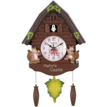 Horloge à coucou à oiseaux qui chante à l'heure Charmante horloge à coucou murale avec pendule à feuille 16,5 x 10