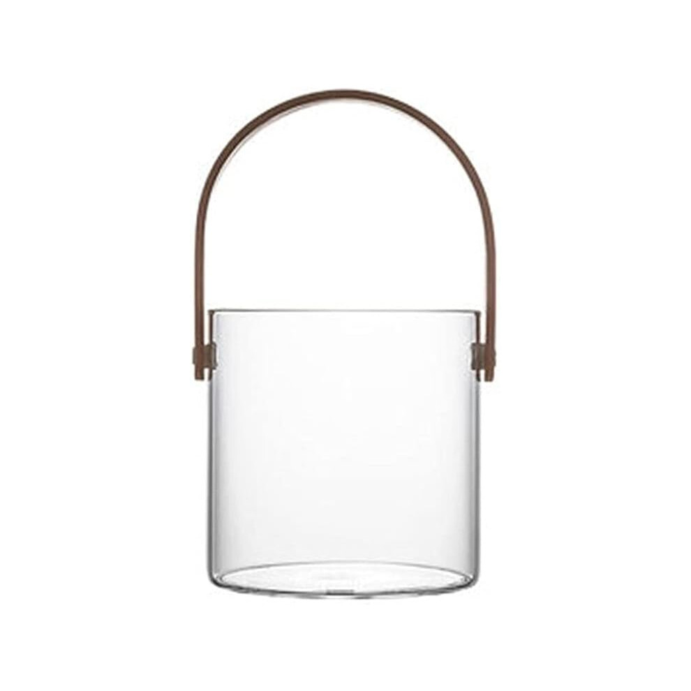 Seau à glace de luxe pour fêtes, seaux en verre avec poignée en bambou, accessoires de bar pour bière, cocktail, vin, champagne (1,5 L/2