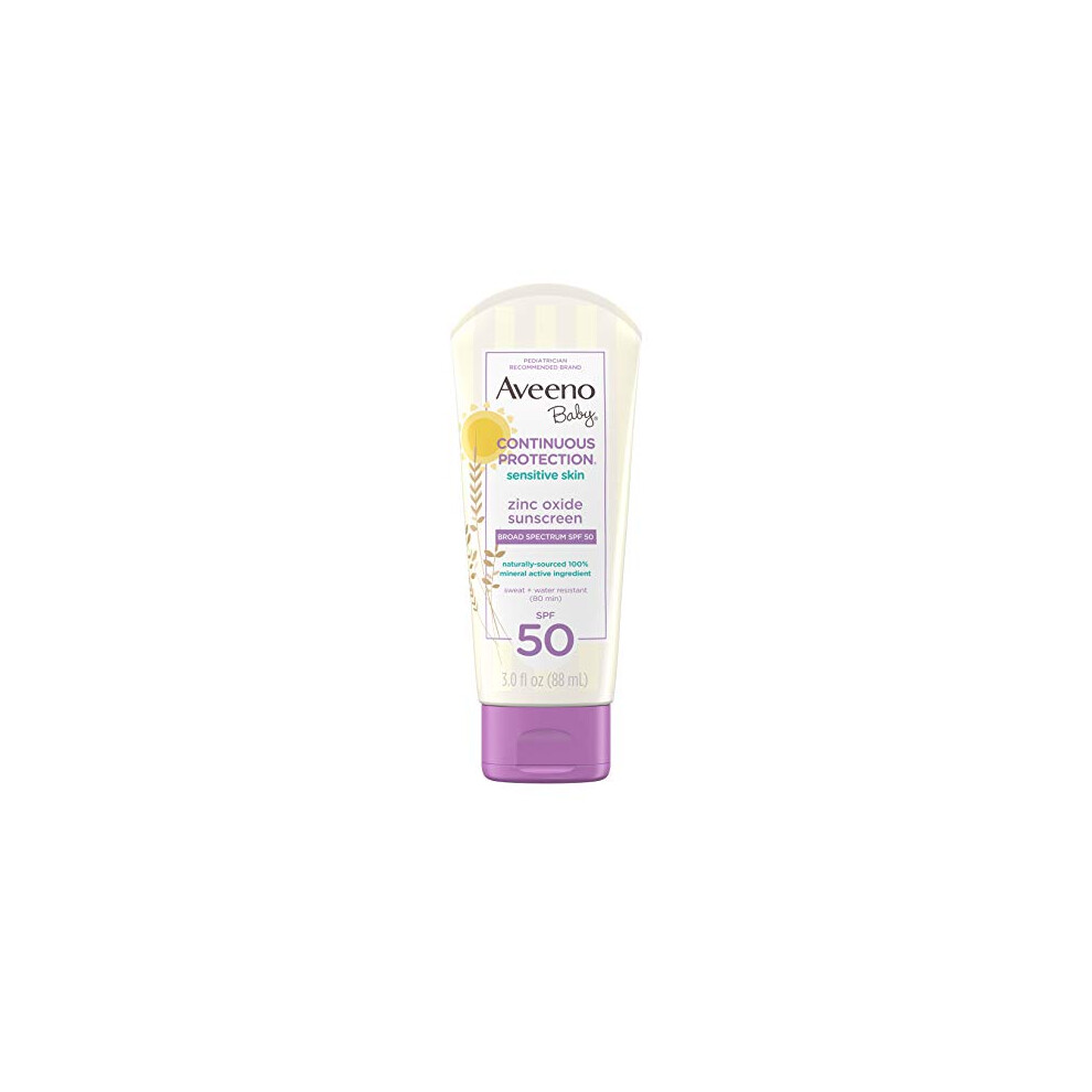 Aveeno Baby AVEENO Baby Continuous Protection Sensitive Skin Lotion Zinc Oxide Sunscreen SPF 50 3 oz 3 Fl. Oz