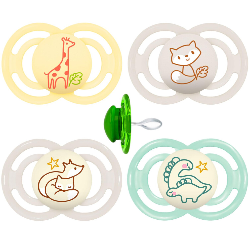MAM Perfect Day & Perfect Night Dummy 16 Plus "Soft Colours Mix" // Set of 4 // Includes 4 Sterilised Transport Boxes