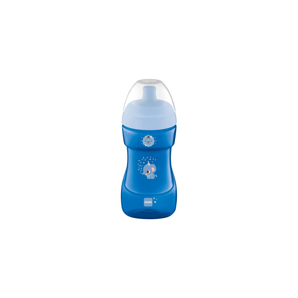 MAM Sports Cup, 330 ml, Trendy Non-Spill Cup for 12+ Months, Baby Cup Bottle with Free Flow Spout, Toddler Cup, Blue (Designs May Vary)