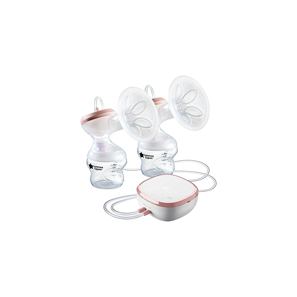 Tommee Tippee Made For Me Double Electric Breast Pump, Strong Suction, Soft Usb Rechargeable, Quiet, Portable, Express Modes, Baby Bottles Included