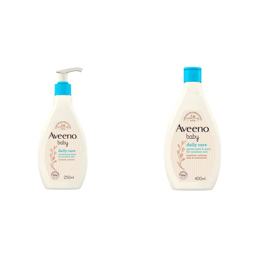 AVEENO Baby Daily Care Moisturising Lotion 250 ml & AVEENO Baby Daily Care Gentle Bath & Wash 400 ml (Pack of 1), Packaging may vary