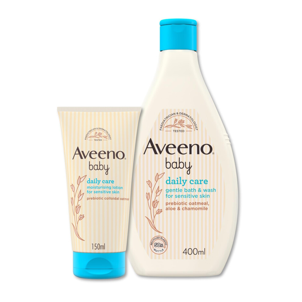 Aveeno Daily Care Lotion (150ml) + Gentle Bath and Wash (400ml) Set, Lotion and Wash for Newborns and Infants and Dry, Sensitive Skin Prone to Eczema