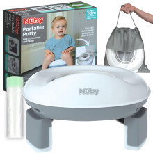 Nuby Portable Travel Potty - at Home or On The Go | Storage Bag | 20 Disposable Potty Liners Included | Suitable from 18+M
