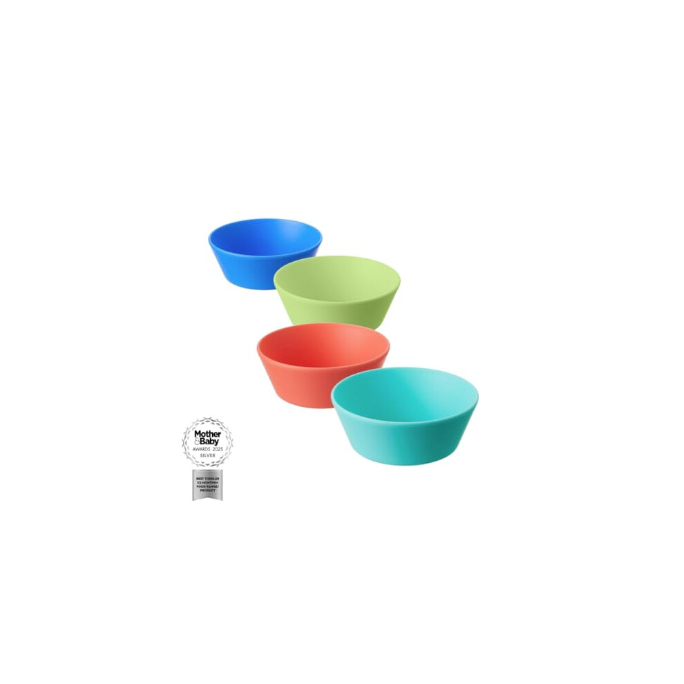 Nuby Good Square Meal Toddler Weaning Bowls - Durable | Dishwasher Safe | Self-Feeding (Pack of 4)