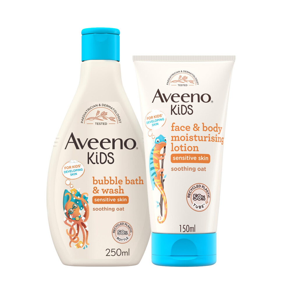 AVEENO Kids Bodycare Bundle, 250ml |Enriched with Soothing Oat |Developed for Kids' Developing Skin & Hair |Childrens Toiletries Sets