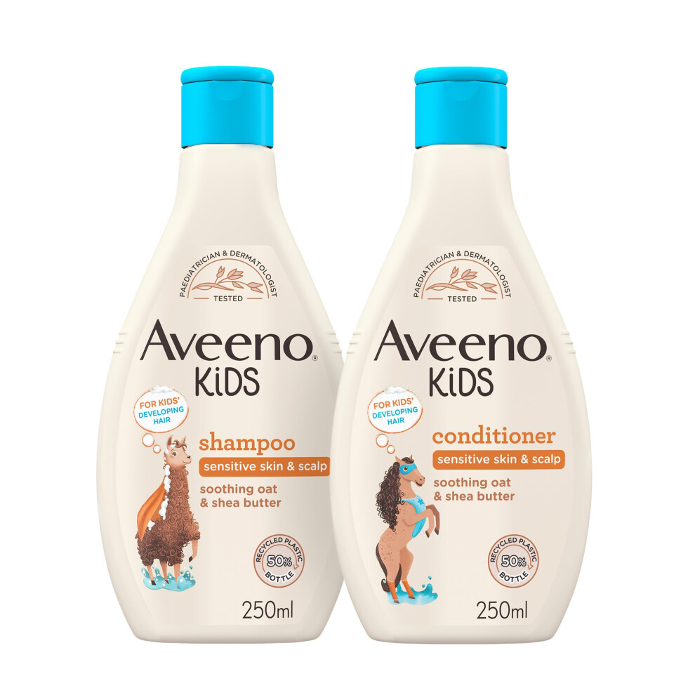 AVEENO Kids Haircare Bundle, 250ml | Enriched with Soothing Oat & Shea Butter | Developed Kids' Developing Skin & Hair | Childrens Toiletries Sets