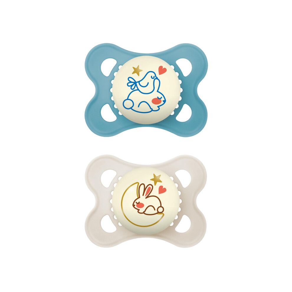 Mam Dark/Blue Night Glow In The Silicone Pacifier, 2-Count
