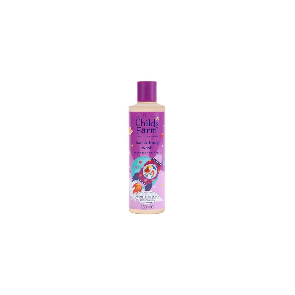 Childs Farm Kids Hair & Body Wash, Blackberry & Apple | Tear-free, Gently Cleanses | Suitable for Dry, Sensitive Skin, 250ml