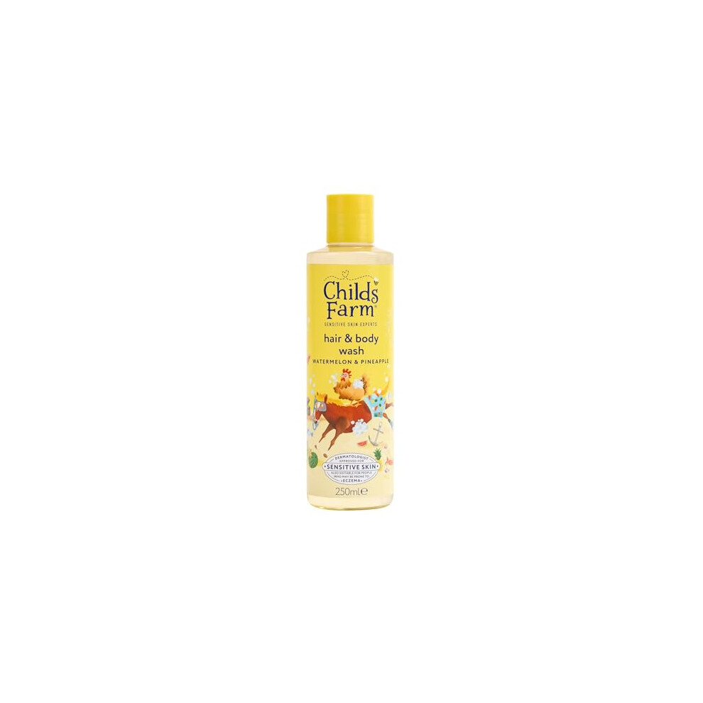 Childs Farm Kids Hair & Body Wash, Watermelon & Pineapple | Tear-free, Gently Cleanses | Suitable for Dry, Sensitive Skin, 250ml