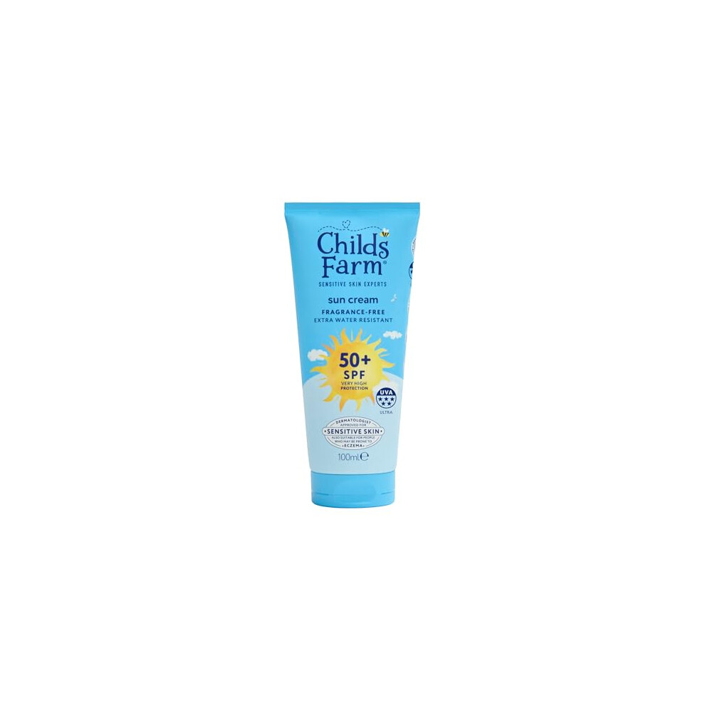 Childs Farm Kids & Baby Sun Cream SPF 50+ | UVA & UVB Very High Extra Water Resistant | Fragrance Free | Suitable for Dry, Sensitive Skin, 100ml