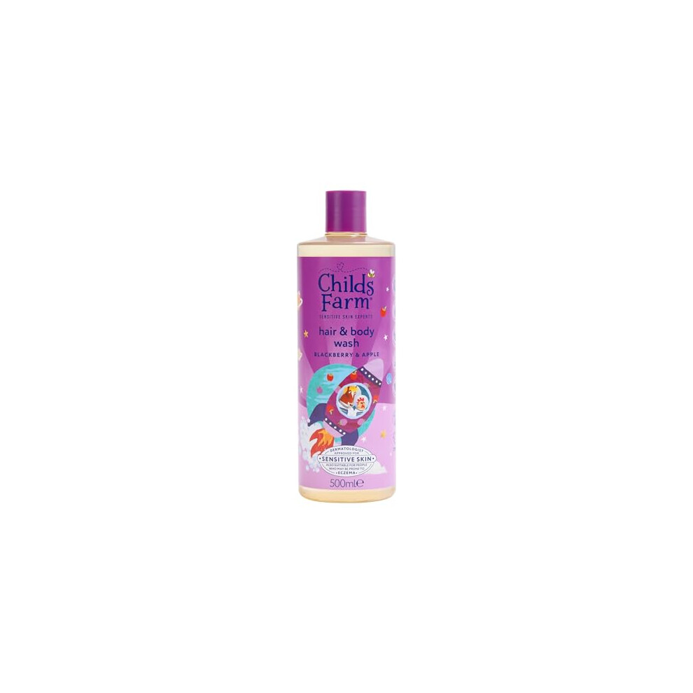 Childs Farm Kids Hair & Body Wash, Blackberry & Apple | Tear-free, Gently Cleanses | Suitable for Dry, Sensitive Skin, 500ml