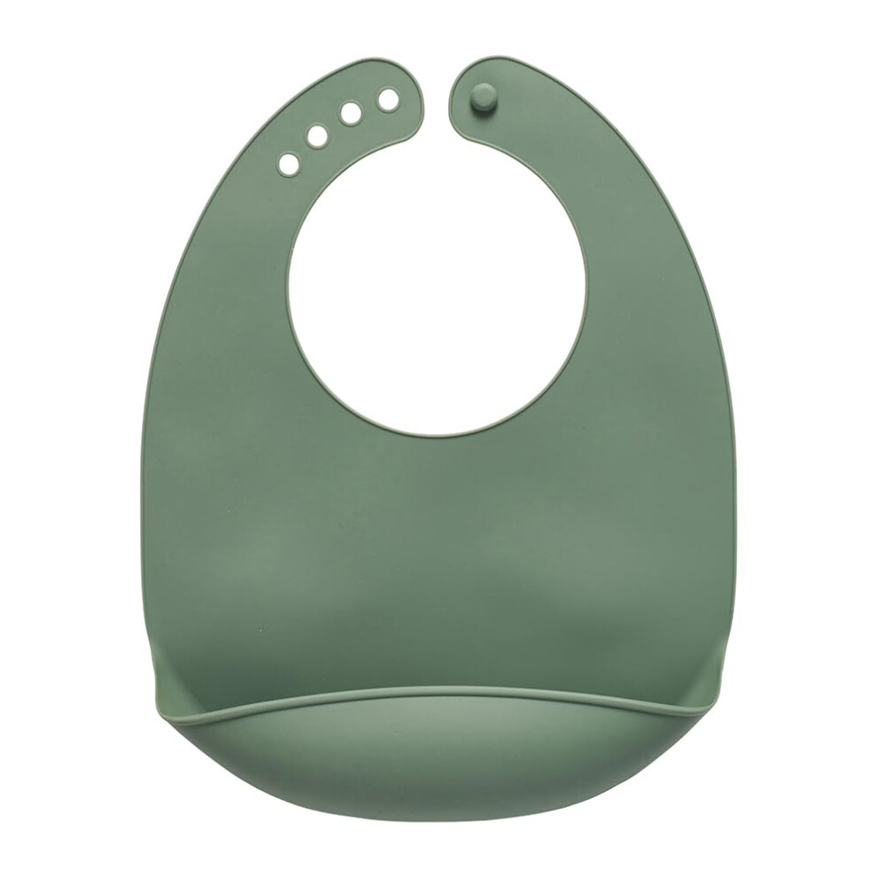 Nourish Mess Catcher Silicone Weaning Bib, Super-Soft Silicone, Built-In Rollable & Adjustable, Bpa-Free & Mess-Free Mealtimes Green Vital Baby