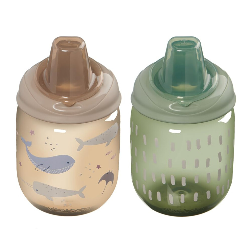 Vital Baby Hydrate Little Sipper Cup For Weaning 6M+ 270Ml 2Pk, Non-Spill Spout, Bpa-Free, Earthsmart Biodegradable, Easy Clean & Hygiene Cover